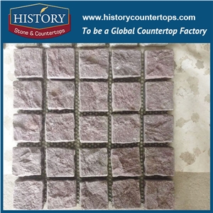 History Stones Bulk Sale Top Quality Crazy Cube Stone with Mesh Back Thick Dark Grey Exterior Brushed Finish G654 Granite Outdoor Square Road Paving Walkway Flamed Paver Cobble Sheet & Pavers