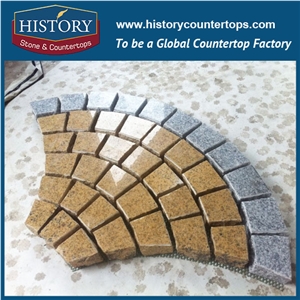 History Stones Bulk Sale Top Quality Crazy Cube Stone with Mesh Back Thick Dark Grey Exterior Brushed Finish G654 Granite Outdoor Square Road Paving Walkway Flamed Paver Cobble Sheet & Pavers