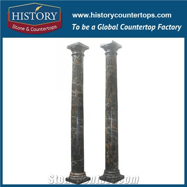 History Stones China Carved Stone Luxurious Chinese Style Black Marble Roman Pillar Design Columns Outdoor Building Decoration Column