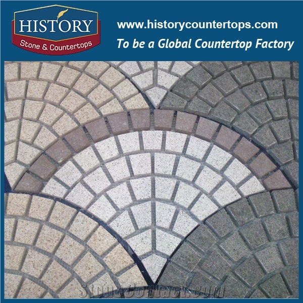History Stones China Full Connect Style Different Dimensions Hexagon & Square Shape Light Grey Granite G603 Stone Easy Paver Outside Decorative Garden Road Mesh Back Paving Cobble Sheet & Pavers