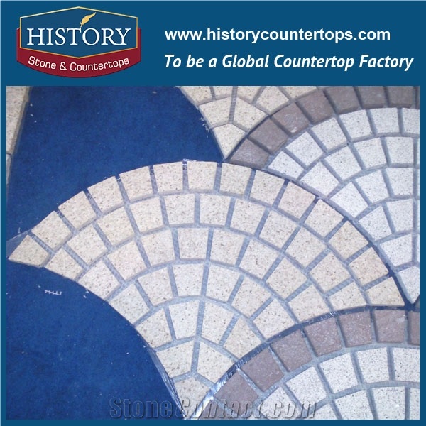 History Stones China Full Connect Style Different Dimensions Hexagon & Square Shape Light Grey Granite G603 Stone Easy Paver Outside Decorative Garden Road Mesh Back Paving Cobble Sheet & Pavers