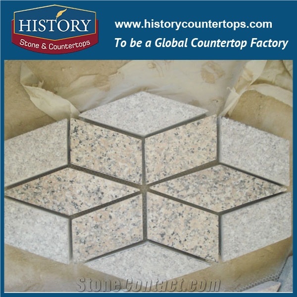History Stones China Granite Manufacture Hot Sale Customized Hexagon Patterns Light Yellow Beige Patio Flooring, Exterior Terrace Floors, Paving Sets, Outside Floor Covering Cube Stone & Paver