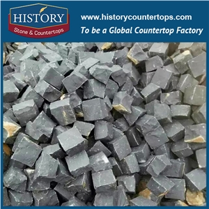 History Stones China Hot Sale Natural Flamed Construction Material Irregular Shaped Dark Black Granite 10x10x5 Floor Covering, Waterproof Terrace Flooring, Rain Drainage Paver Cube Stone & Pavers