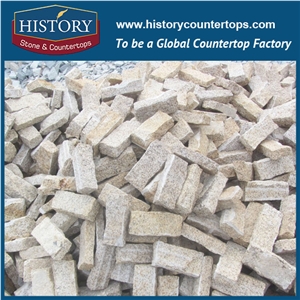 History Stones China Natural Granite Flamed Surface Cut to Size Light Yellow Flooring Tiles, Groove Panels, Side Pavement, Floor Covering, Walkway, Rain Drainage Pavers Street Road Cube Stone& Pavers