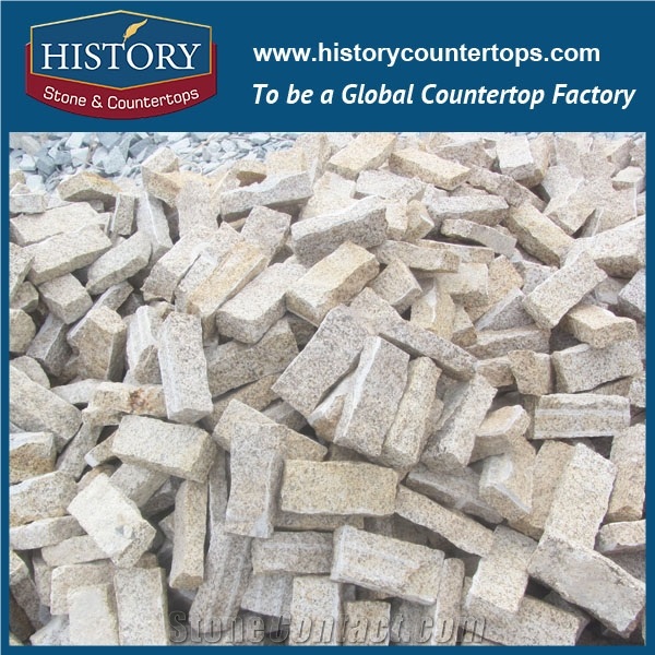 History Stones China Natural Granite Flamed Surface Cut to Size Light Yellow Rustic Flooring Tiles, Garden Stepping Pave, Side Pavement, Floor Covering, Walkway, Street Road Cube Stone& Pavers