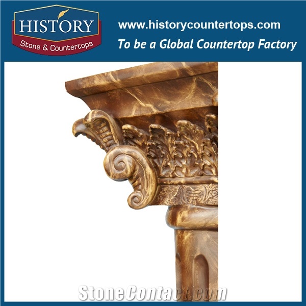 History Stones China Perfect Hotel Interior Decoration Dark Brown Marble Column for Sale External Building Decorative Material Sculptured Column