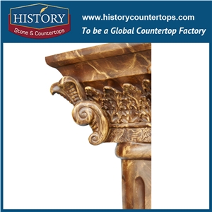 History Stones China Perfect Hotel Interior Decoration Dark Brown Marble Column for Sale External Building Decorative Material Sculptured Column