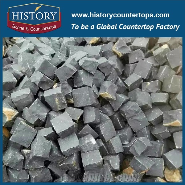 History Stones Chinese Building Material Natural Flamed Cut to Size Dark Black Granite Garden Walkway, Floor Covering, Paving Sets, Waterproof Patio Flooring, Rain Drainage Paver Cube Stone & Pavers
