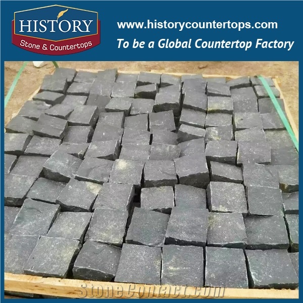History Stones Chinese Building Material Natural Flamed Cut to Size Dark Black Granite Garden Walkway, Floor Covering, Paving Sets, Waterproof Patio Flooring, Rain Drainage Paver Cube Stone & Pavers