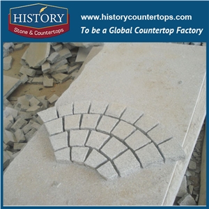 History Stones Chinese Natural Flamed Surface Fire Pit Fan Shaped Patterns Grey Granite Terrace Covering, Walkway Flooring, Rain Drainage Paver Waterproof Patio Flooring Cobble Stone Sheet & Pavers