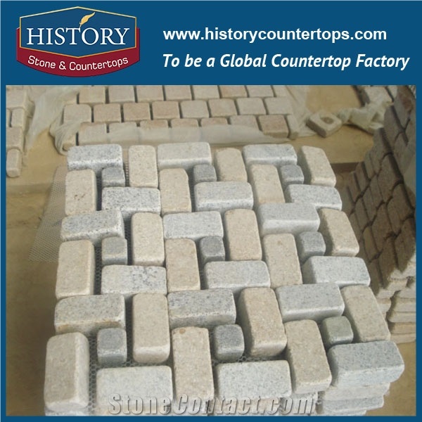 History Stones Chinese Natural Flamed Surface Fire Pit Fan Shaped Patterns Grey Granite Terrace Covering, Walkway Flooring, Rain Drainage Paver Waterproof Patio Flooring Cobble Stone Sheet & Pavers