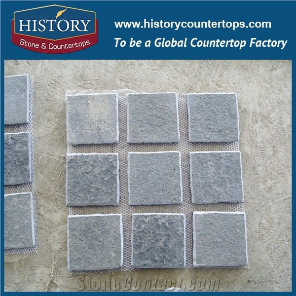 History Stones Chinese Natural Flamed Surface Fire Pit Fan Shaped Patterns Grey Granite Terrace Covering, Walkway Flooring, Rain Drainage Paver Waterproof Patio Flooring Cobble Stone Sheet & Pavers