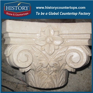 History Stones Chinese Polished Surface Western Style Ornamental Galala Beige Marble Statue Pillar Design Construction Pedestal Columns