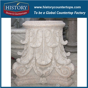 History Stones Chinese Polished Surface Western Style Ornamental Galala Beige Marble Statue Pillar Design Construction Pedestal Columns