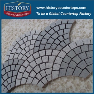 History Stones Chinese Supplier Top Material Flamed Surface Finish Granite Fan Patterns Grey G603 Flooring Design Wholesale Outdoor Building Construction Decoration Cobblestone Sheet & Pavers
