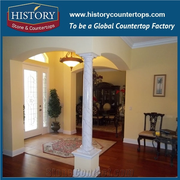 History Stones Classic Designs Hand Carved Round Hollow Pillar Design Sunset Marble Stone Beautiful Decorative Top Quality Indoor Roman Columns
