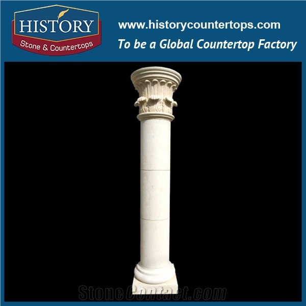 History Stones Classic Designs Hand Carved Round Hollow Pillar Design Sunset Marble Stone Beautiful Decorative Top Quality Indoor Roman Columns