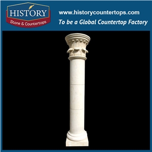 History Stones Classic Designs Hand Carved Round Hollow Pillar Design Sunset Marble Stone Beautiful Decorative Top Quality Indoor Roman Columns