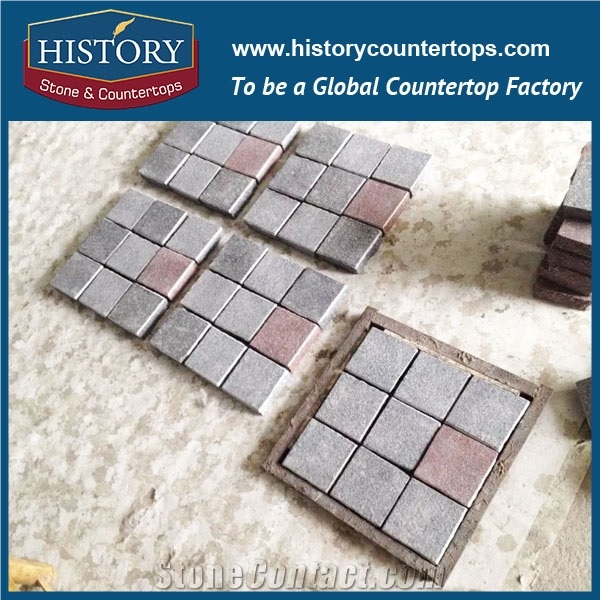 History Stones Decorative Material Natural Square Shaped Dark Grey Granite China Outdoor Cheap Paving, Garden Road Pavement, Rain Drainage Flooring, Outside Patio Floor Cobble Stone Sheet & Pavers