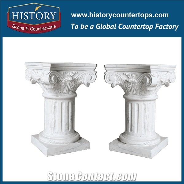 History Stones European Roman Classic Designs Hand Carved White Round Marble Stone Home Balcony Balusters Building Decoration Columns