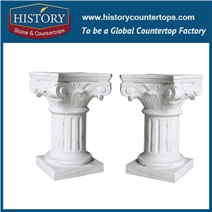 History Stones European Roman Classic Designs Hand Carved White Round Marble Stone Home Balcony Balusters Building Decoration Columns