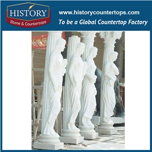 History Stones European Roman Classic Designs Hand Carved White Round Marble Stone Home Balcony Balusters Building Decoration Columns