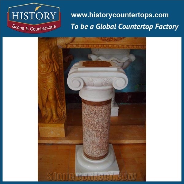 History Stones European Roman Classic Designs Hand Carved White Round Marble Stone Home Balcony Balusters Building Decoration Columns