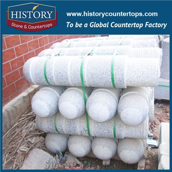History Stones Grey Granite G603 Street Car Stopping Ball Garden Stone Round Road Barrier Outdoor Flamed Traffic Stops Parking Stone