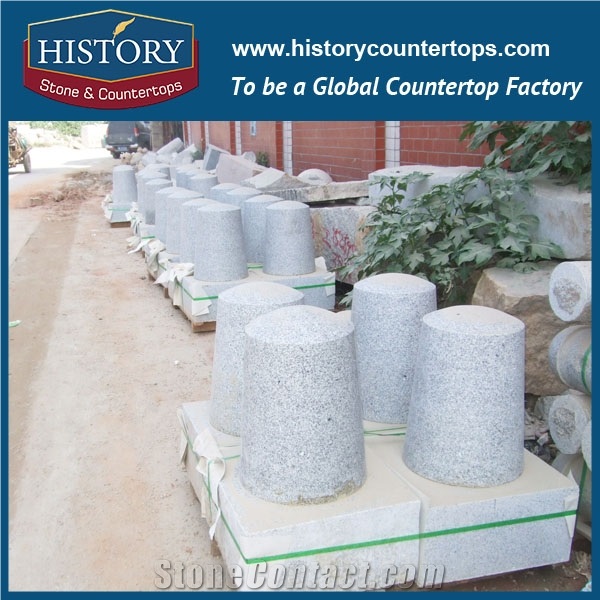 History Stones Grey Granite G603 Street Car Stopping Ball Garden Stone Round Road Barrier Outdoor Flamed Traffic Stops Parking Stone