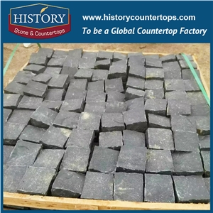 History Stones Natural Flamed Non-Slip Construction Material Triangle Shaped Dark Black Granite Floor Covering, Paving Sets, Waterproof Patio Flooring, Rain Drainage Paver Cube Stone & Pavers