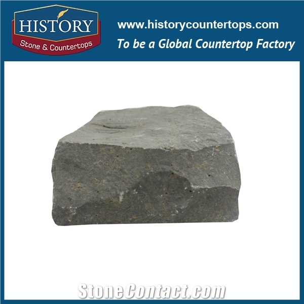 History Stones Natural Flamed Non-Slip Construction Material Triangle Shaped Dark Black Granite Floor Covering, Paving Sets, Waterproof Patio Flooring, Rain Drainage Paver Cube Stone & Pavers