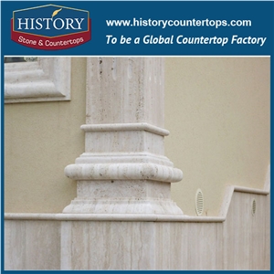 History Stones Natural Hand Carved Galala Beige Marble Classic Decorative Building Design Pillar Indoor Decoration Pedestal Pillars Sculptured Column
