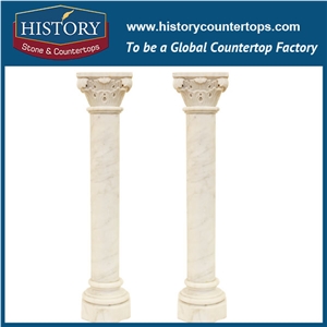 History Stones Natural Hand Carved Galala Beige Marble Classic Decorative Building Design Pillar Indoor Decoration Pedestal Pillars Sculptured Column