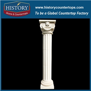 History Stones Polishing Pure White Marble Stone Shaping Roman Columns Round Building Design Pillar Construction Decoration Sculptured Column
