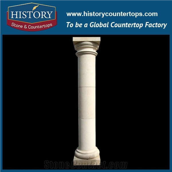 History Stones Polishing Pure White Marble Stone Shaping Roman Columns Round Building Design Pillar Construction Decoration Sculptured Column