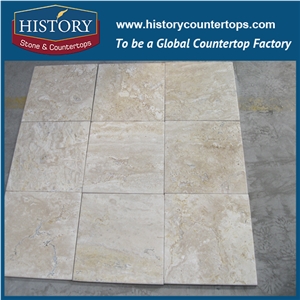 Historystone China Interior Decoration Travertine Tiles Beige Travertine French Pattern Light Rusty Travertine,Cut-To-Size or Customer Specified,Packed in Wooden Crates.