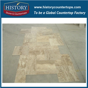 Historystone Dark Coffee Travertine Cnina Versailles Pattern Tiles for Flooring,Stocks Available/Competitive Price /Strict Qc Team /Fast Delivery,Polished and Honed Surface.
