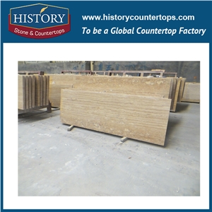 Historystone Imported Golden Travertine Classic French Random Travertine, Wavy Grain Pattern Stone Slabs for Flooring & Wall Caldding Covering,Best Quality Hottest Cheapest Indoor and Outdoor Decor