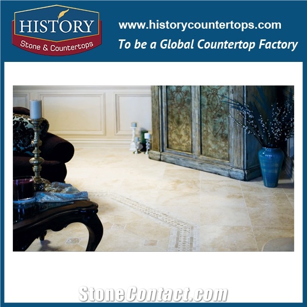 Historystone Imported Top Quality Of Super White Travertine Hoar Line Wavy Grain Pattern High Quality Hot Sales Best Cheap Price Natural Stone Polished for Flooring Tiles & Wall Cladding Covering