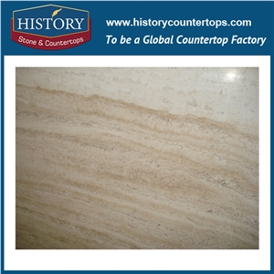 Historystone Imported Top Quality Of Super White Travertine Hoar Line Wavy Grain Pattern High Quality Hot Sales Best Cheap Price Natural Stone Polished for Flooring Tiles & Wall Cladding Covering