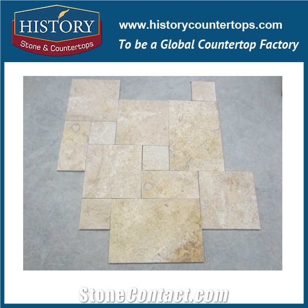 Historystone Modern Light Coffee Travertine Lower Price Polished Surface Flooring Border Designs,High Quanlity and Best Cut to Size Coffee and Yellow,Beautiful Design Unique Style.