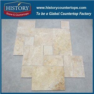 Historystone Modern Light Coffee Travertine Lower Price Polished Surface Flooring Border Designs,High Quanlity and Best Cut to Size Coffee and Yellow,Beautiful Design Unique Style.
