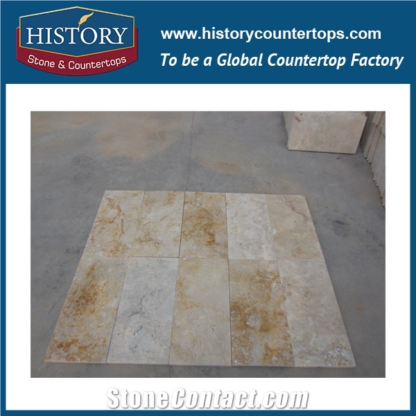 Historystone Modern Light Coffee Travertine Lower Price Polished Surface Flooring Border Designs,High Quanlity and Best Cut to Size Coffee and Yellow,Beautiful Design Unique Style.
