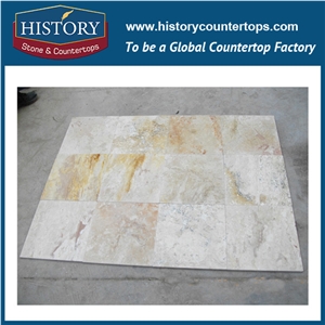 Historystone Modern Light Coffee Travertine Lower Price Polished Surface Flooring Border Designs,High Quanlity and Best Cut to Size Coffee and Yellow,Beautiful Design Unique Style.
