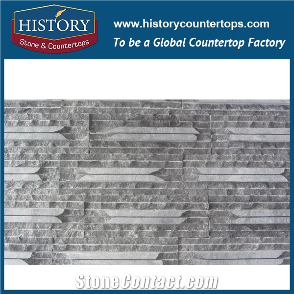 Irregular Surface Changxing Black Natural Split Fireproof Marble Culture Stone for Interlocking Indoor & Outdoor Feature Wall Covering, Corner Panels