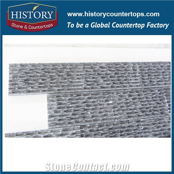 Irregular Surface Changxing Black Natural Split Fireproof Marble Culture Stone for Interlocking Indoor & Outdoor Feature Wall Covering, Corner Panels