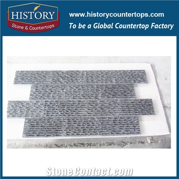 Irregular Surface Changxing Black Natural Split Fireproof Marble Culture Stone for Interlocking Indoor & Outdoor Feature Wall Covering, Corner Panels