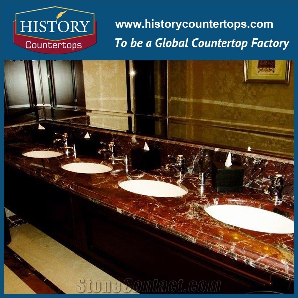 Italy Levanto Rosso Rough Levantin, Roter Lepanto, Red Color Polishing Bathroom Countertops, Solid Surface Vanity Tops, Custom Tops for Sale