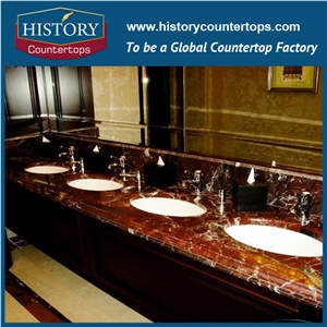 Italy Levanto Rosso Rough Levantin, Roter Lepanto, Red Color Polishing Bathroom Countertops, Solid Surface Vanity Tops, Custom Tops for Sale
