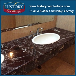 Italy Levanto Rosso Rough Levantin, Roter Lepanto, Red Color Polishing Bathroom Countertops, Solid Surface Vanity Tops, Custom Tops for Sale